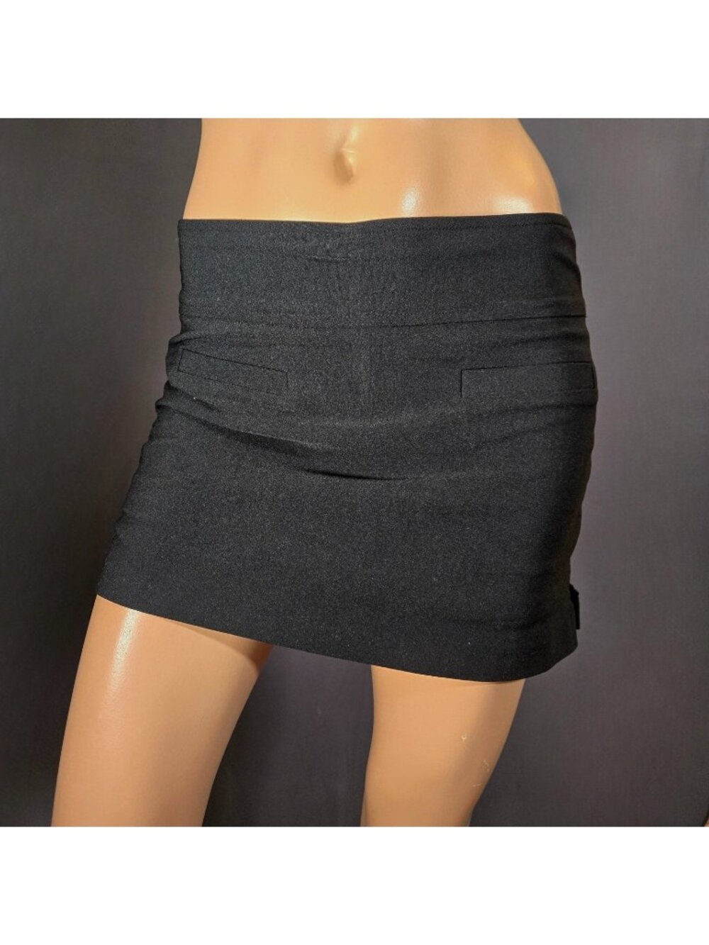 Vintage Y2K Black Low Rise Mini Skirt Skort Size S Indie Sleaze Goth Grunge